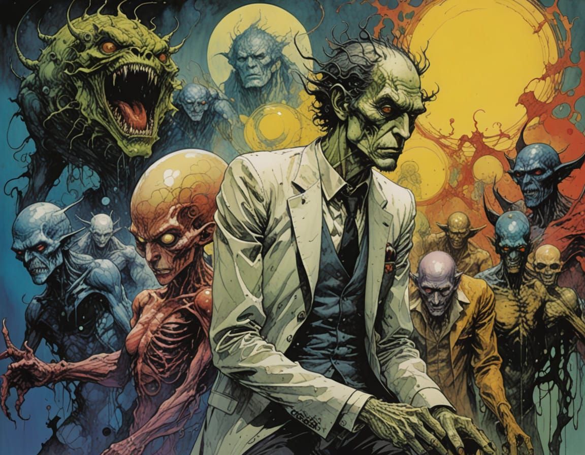 Surreal Monster Collage in Expressive Ink