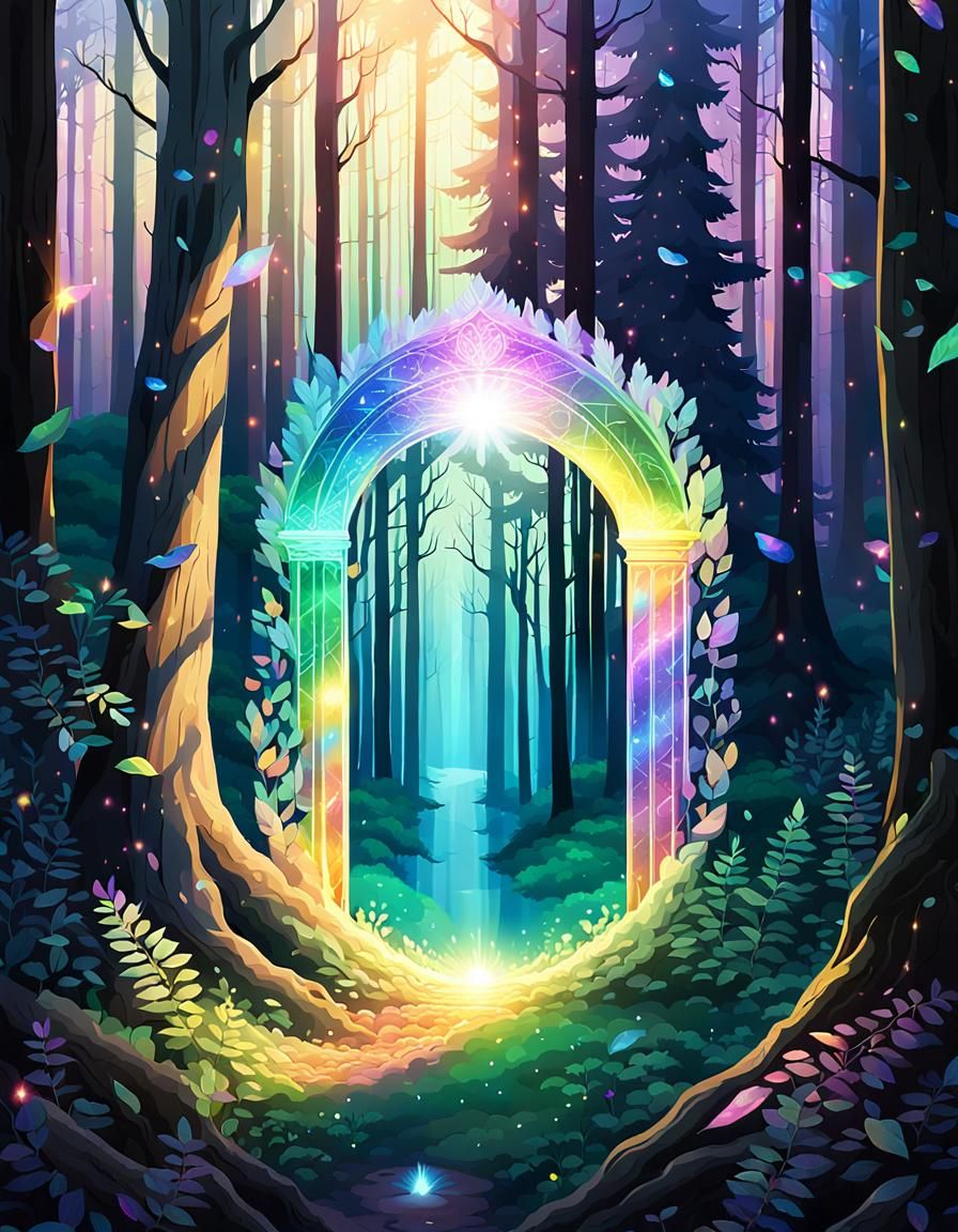 Iridescent Portal to Sunlit Forest
