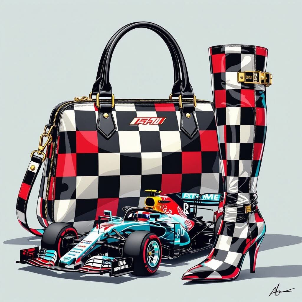 Formula 1 Fashion: Handbag and Boots Set