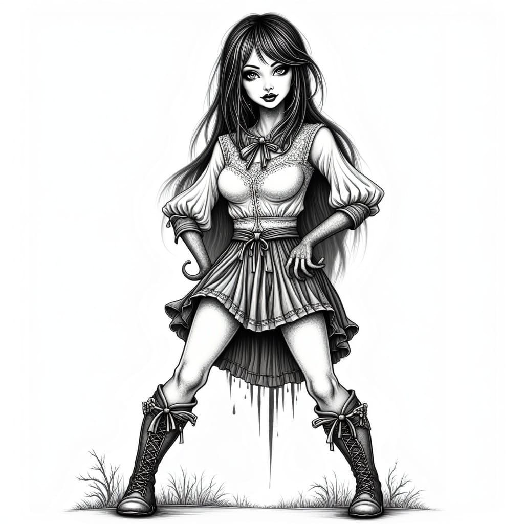 Gothic Skelly Doll in Vibrant Detail