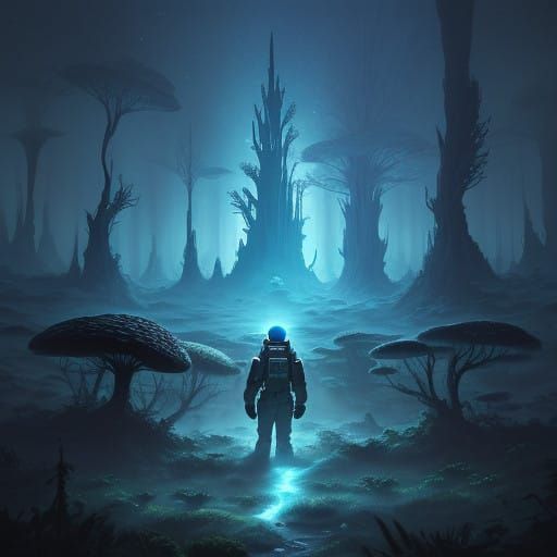 Cosmic Fungal Odyssey in Vibrant Colors