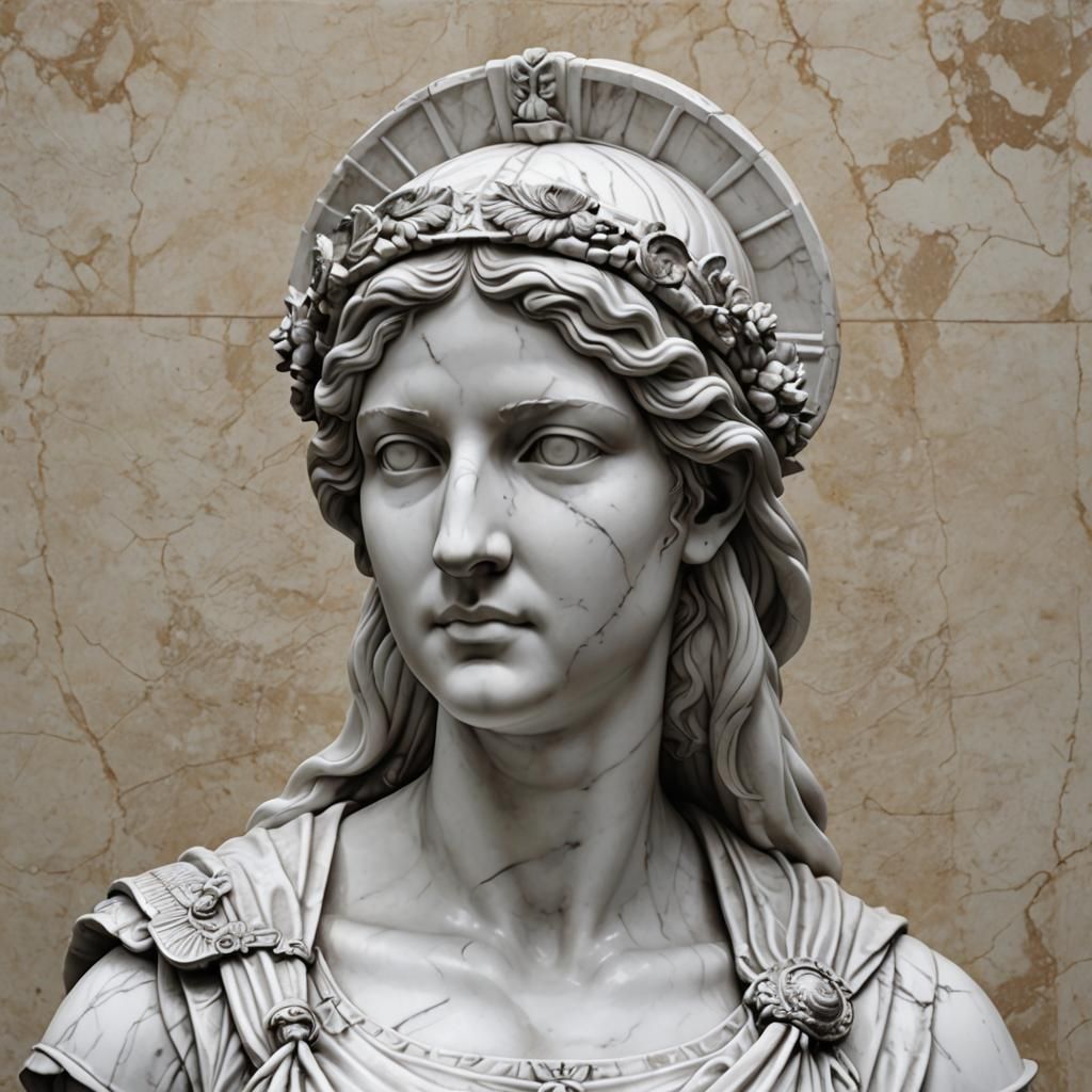 Front View of a Realistic Marble Athena Statue