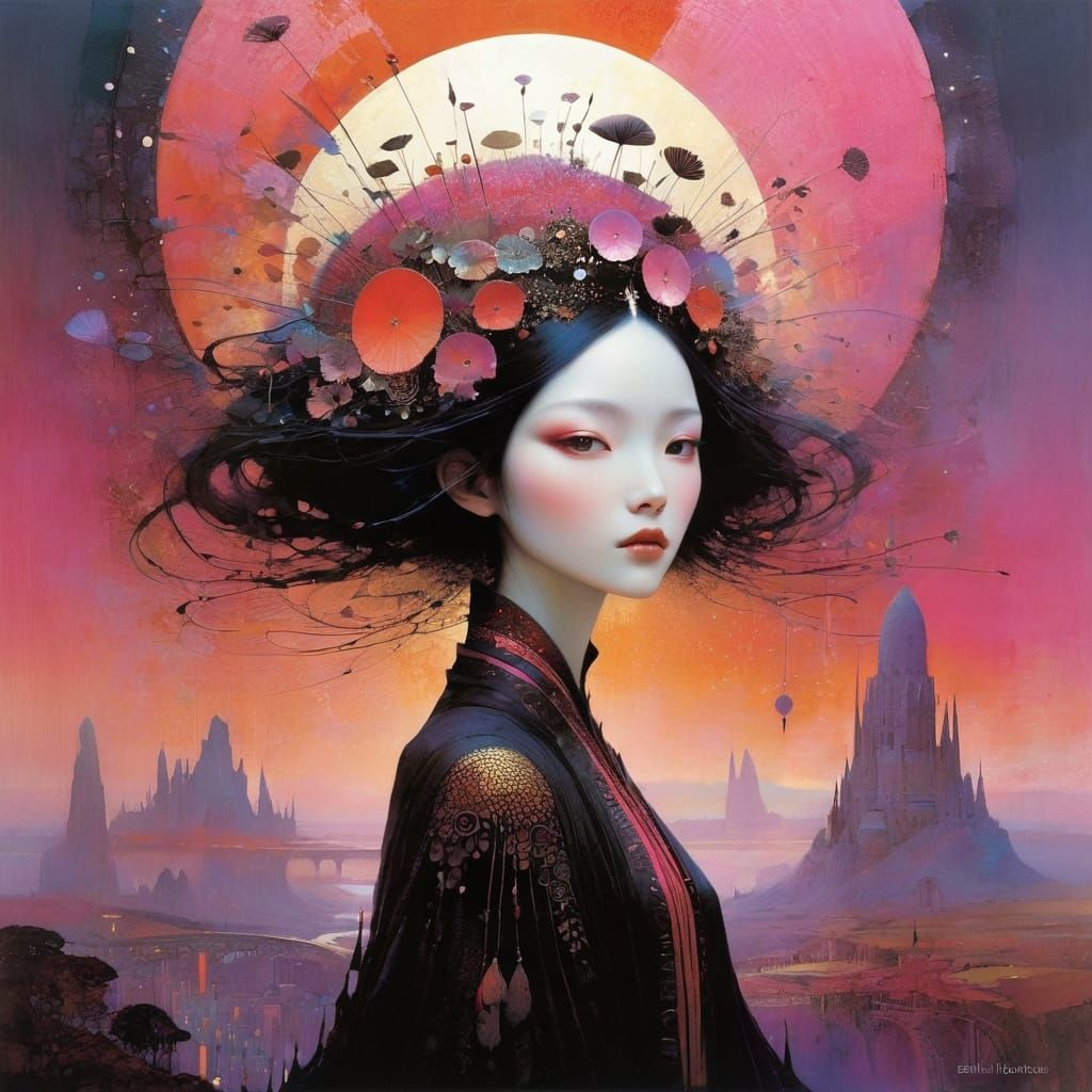 Enchanted Fairy Dancer in Vibrant Sunset Hues