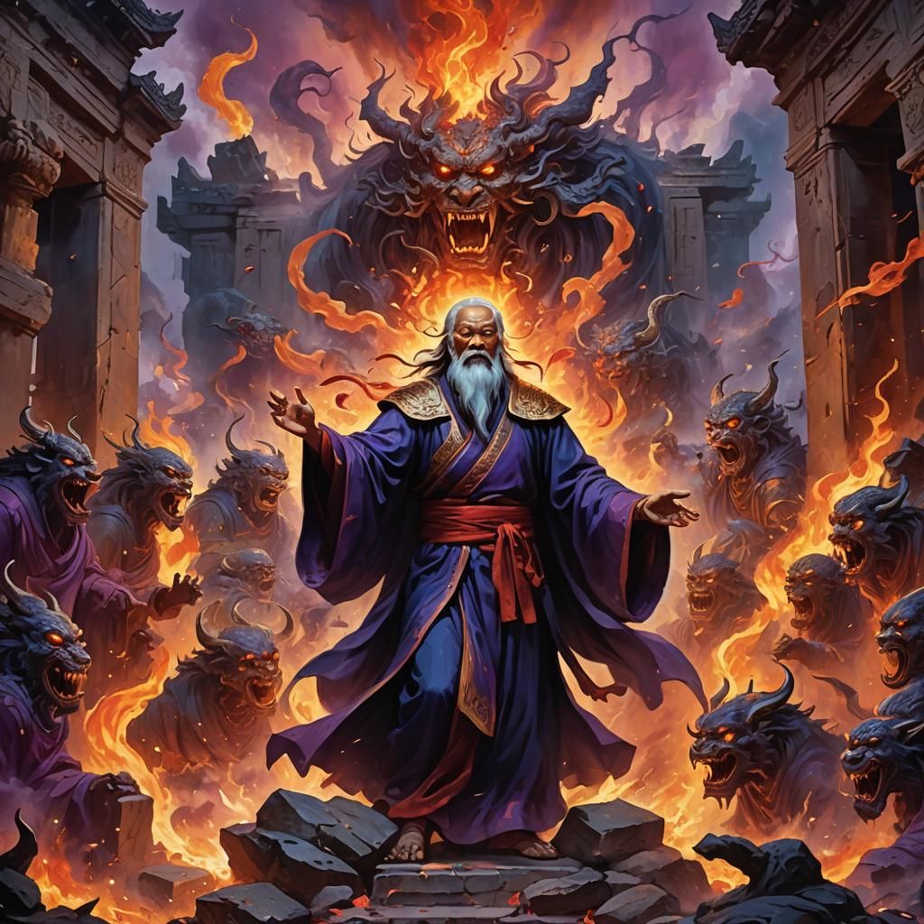 Lao Tzu in Hell: Ethereal Fantasy Art