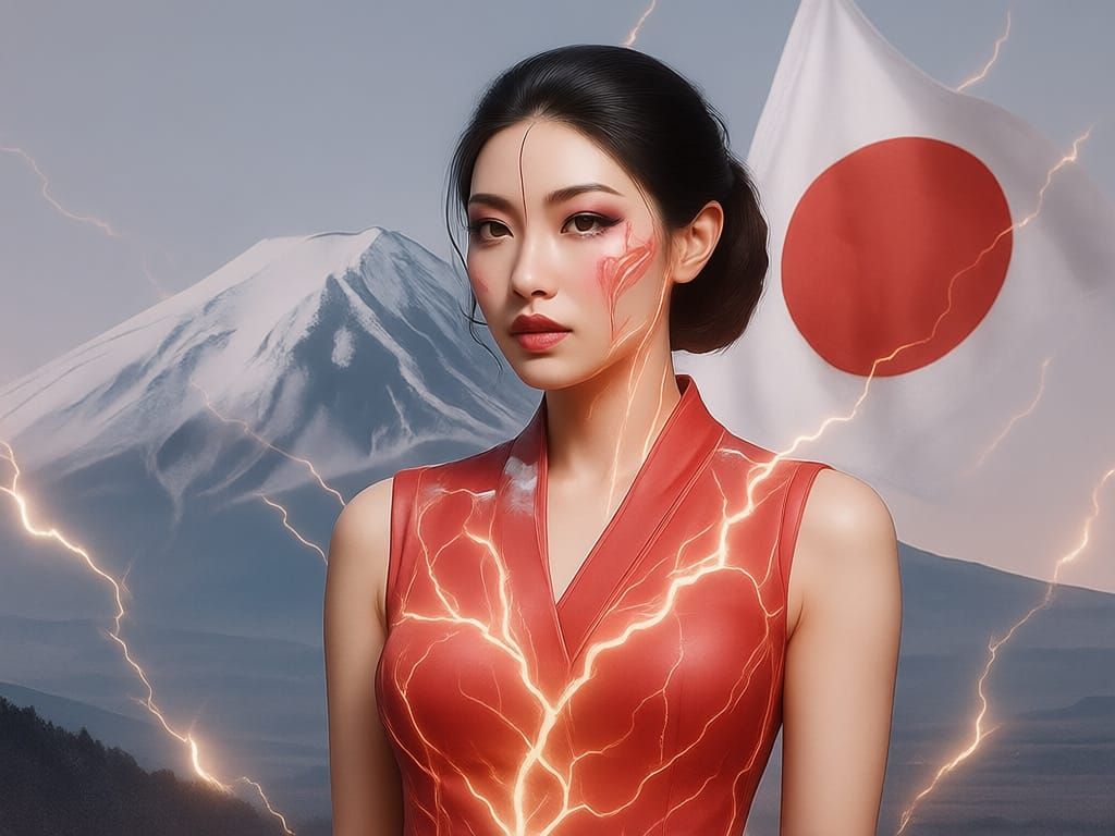 Volleyball Player with Mount Fuji Background