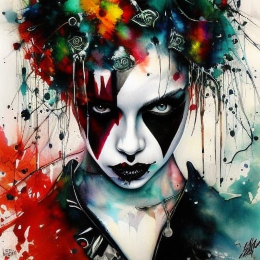 Sad Clown with Zentangle and Tie-Dye Effects