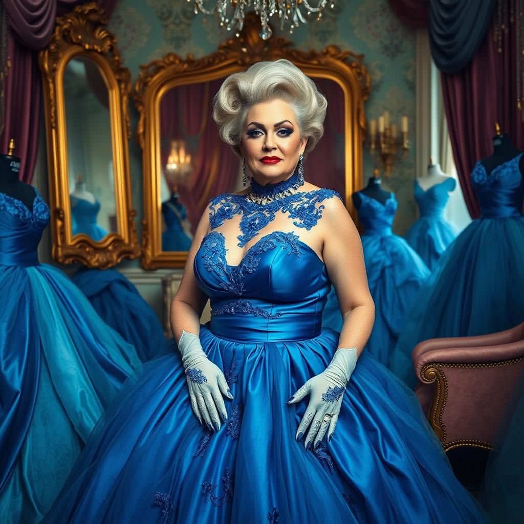 Elegant mature pensioner with wrinkled, wise face, adorned i...