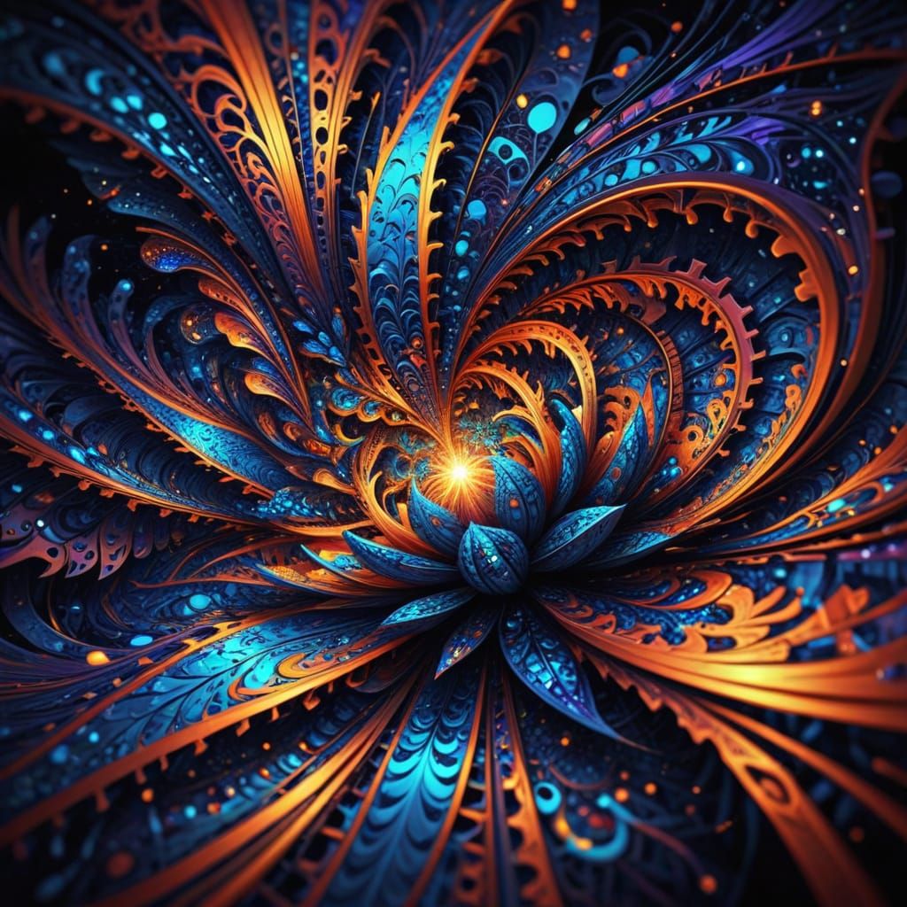 Abstract Fractal Mindscape with Intricate Geometric Patterns