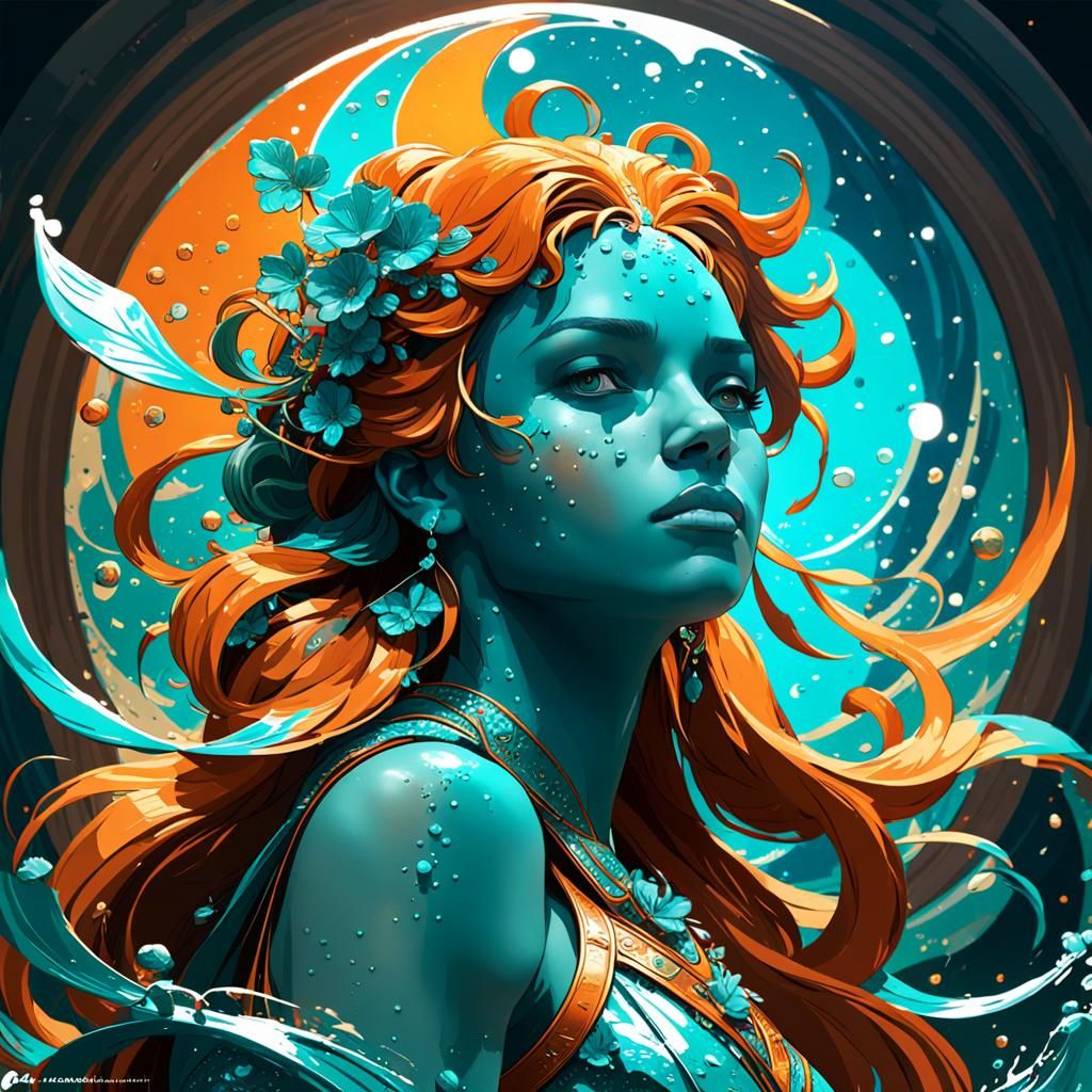 United: Dynamic Art in Orange and Teal