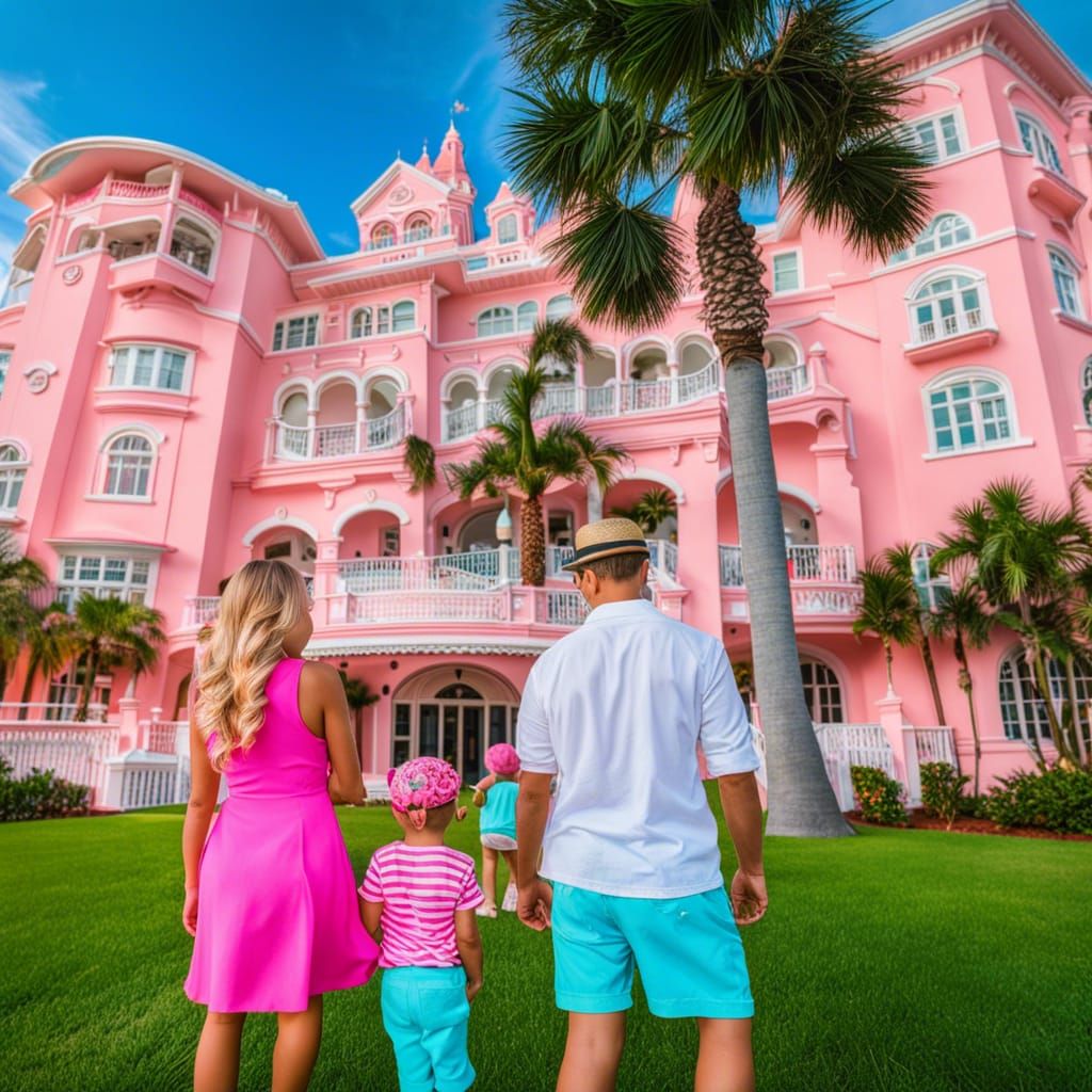 Family Portrait at Pink Grand Hotel Mansion