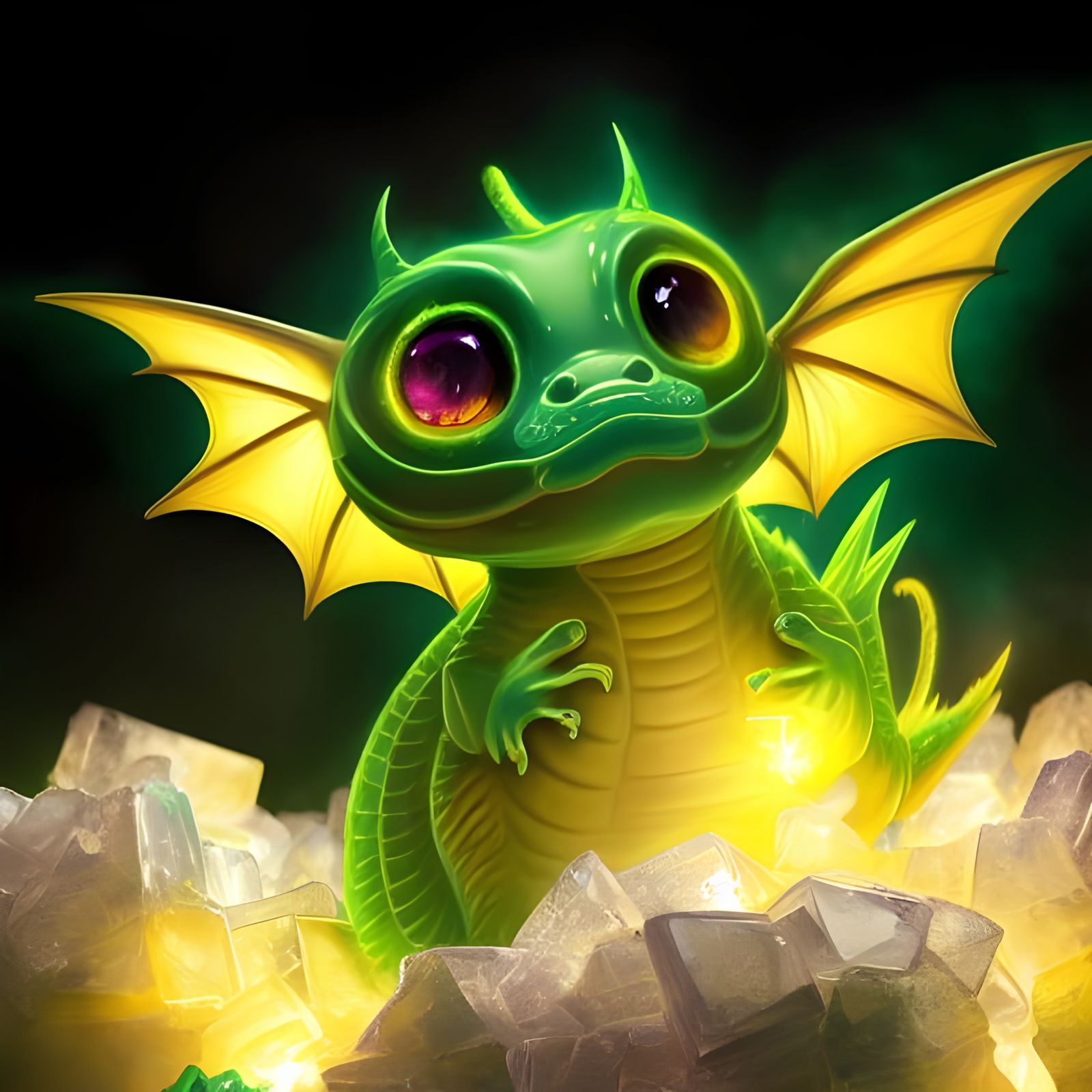 Cute Electric Dragon Guarding Candy, Art Nouveau Style