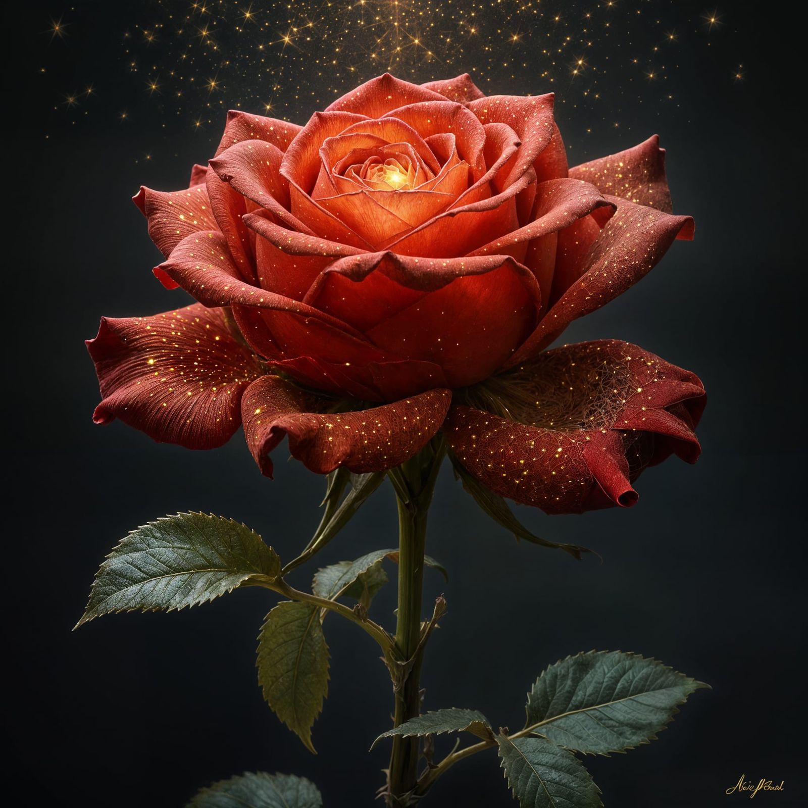 Ethereal Starlight Rose Fantasy Art
