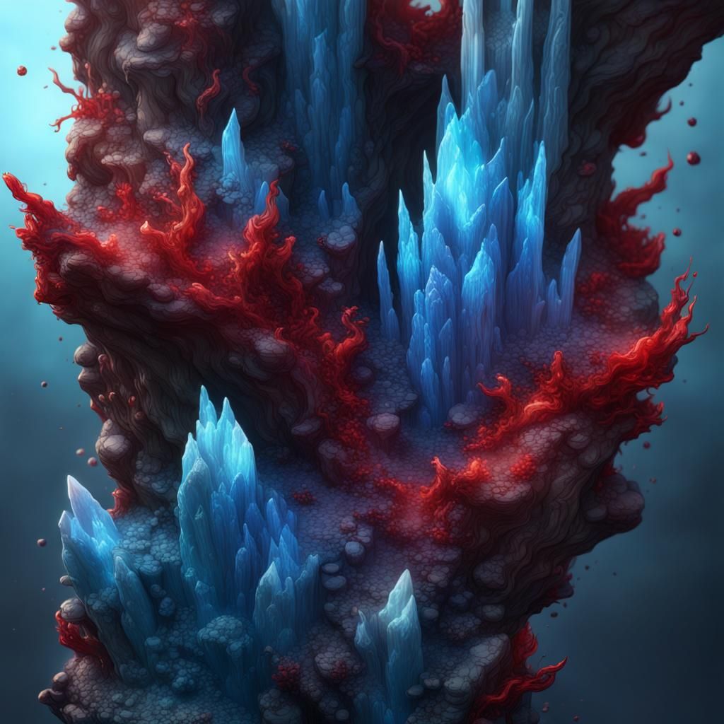 Blue Blood Crystal Ink Splitting: Detailed Matte Painting
