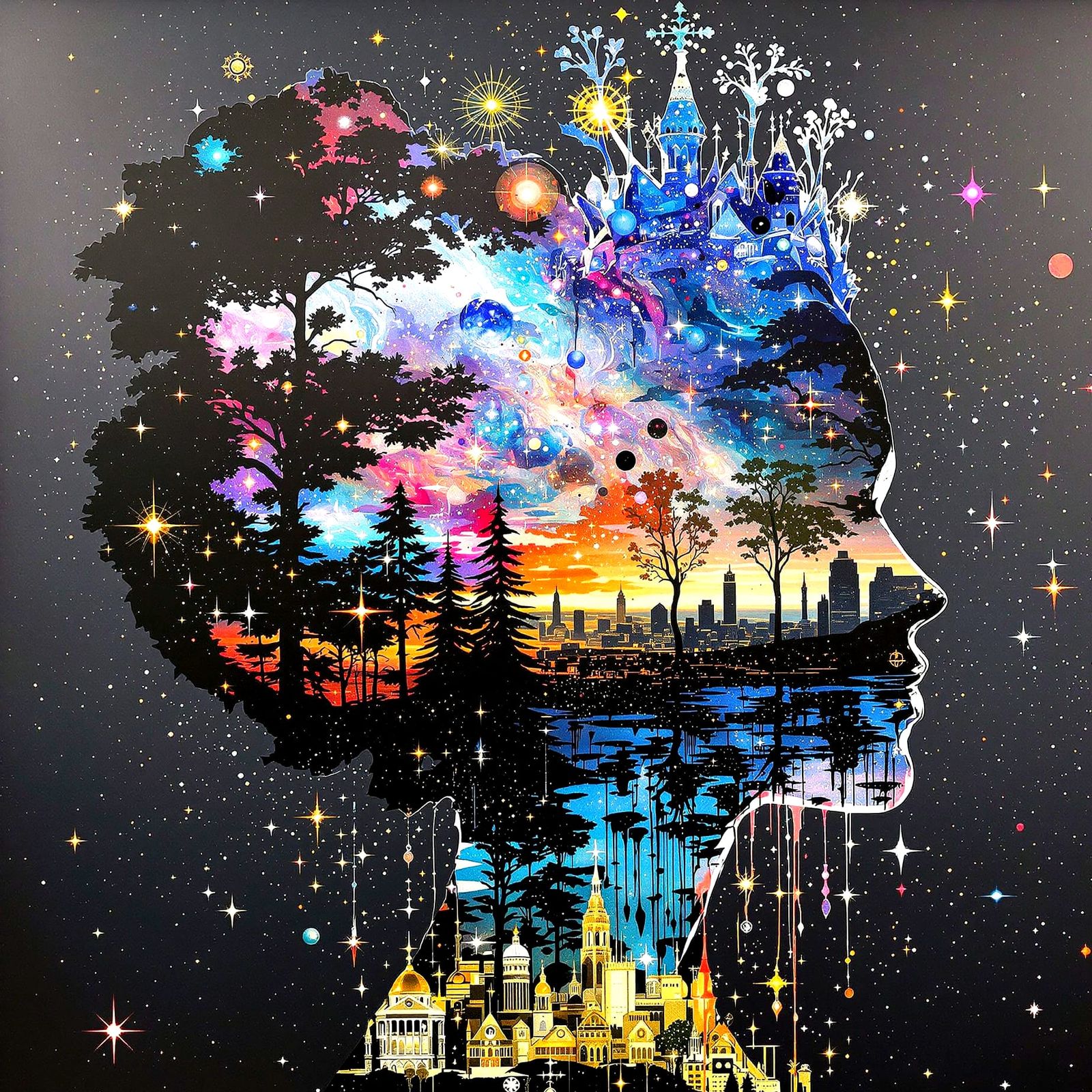 Galaxy Merging with World in Double Exposure