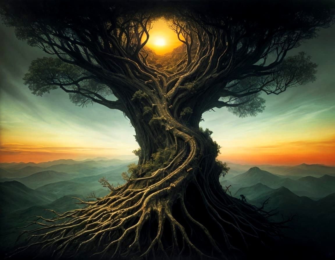 Surrealistic Landscape in Psychedelic Aesthetic