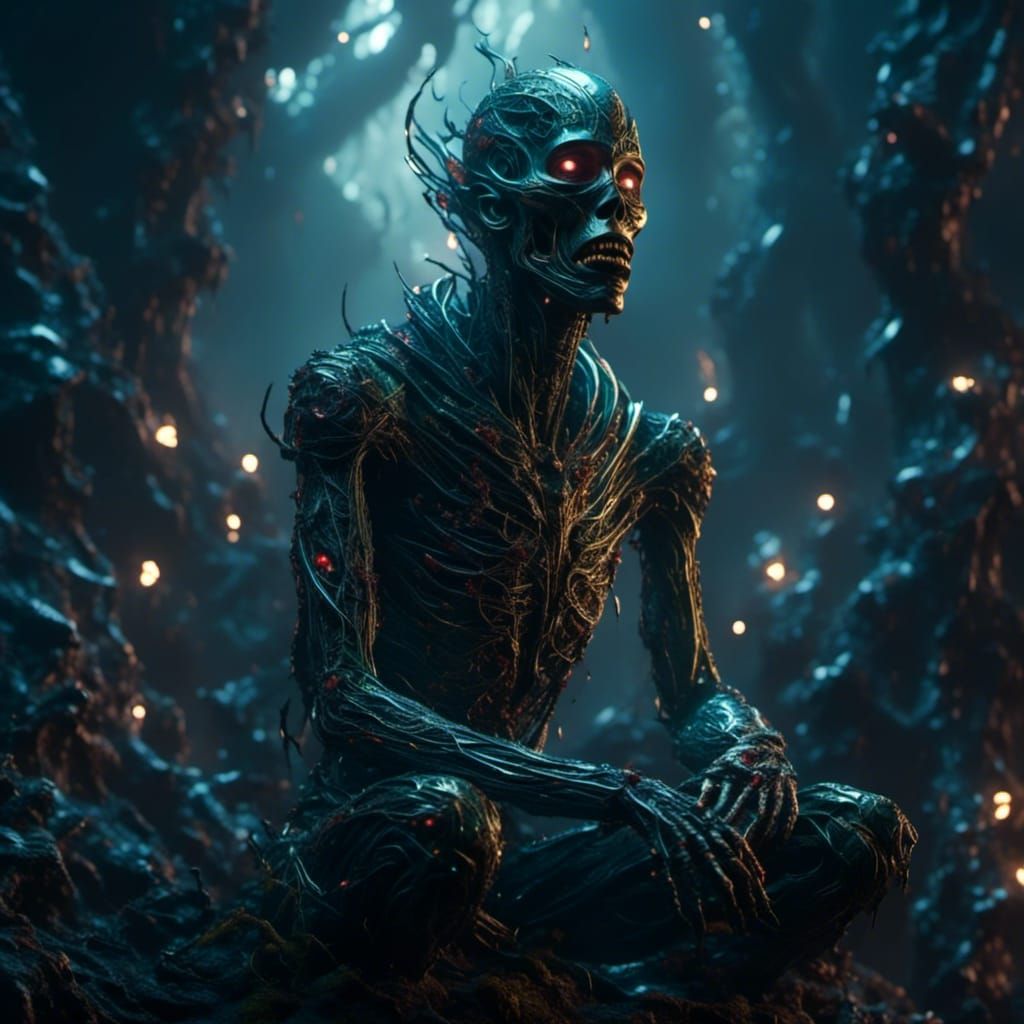 Crying Man Statue in Magic Realism Style