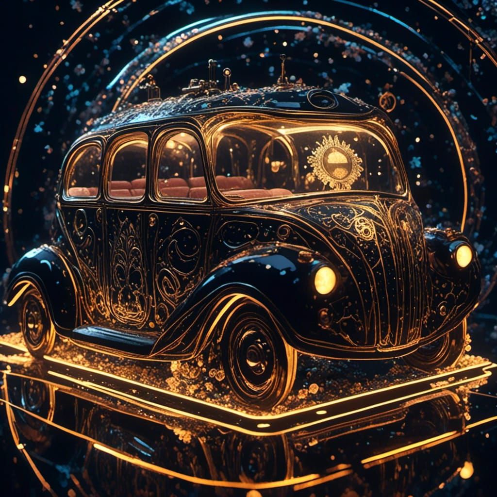 Steampunk Taxi with Luminescent Details