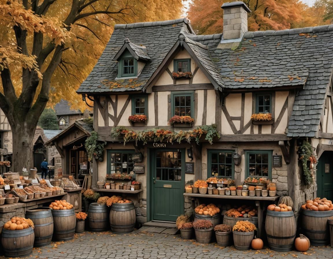 Autumnal Rustic Cooper's Shop in Fantasy Style
