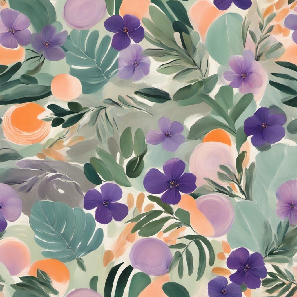 Abstract Surrealist Floral Painting in Bold Colors