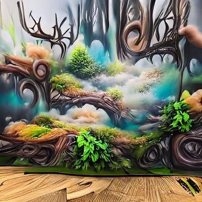 Fantasy Forest Canvas: Panoramic Airbrush Art in 8K