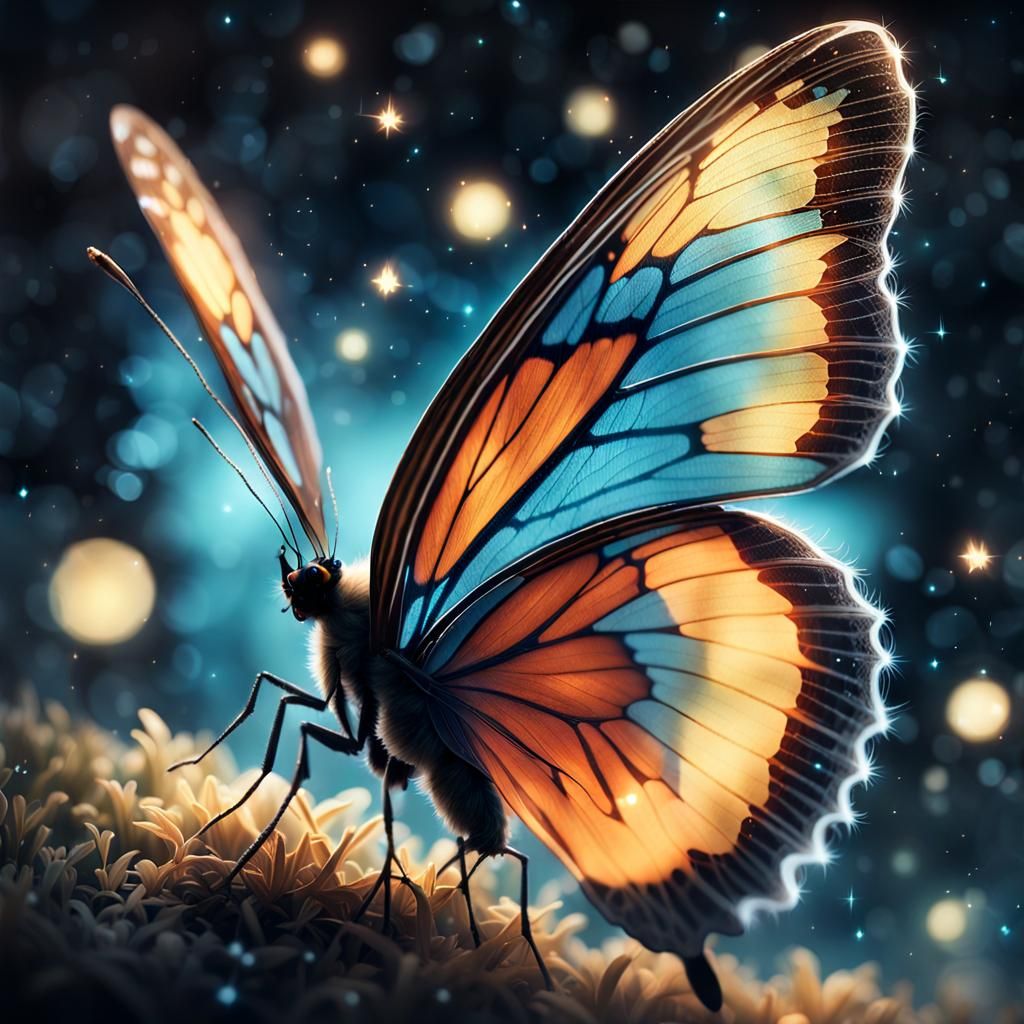 Ethereal Butterfly Digital Art in Sci-Fi Style