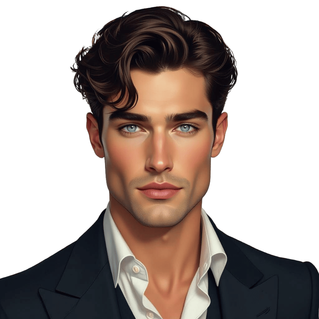 Portrait of a Handsome Man with Blue Eyes