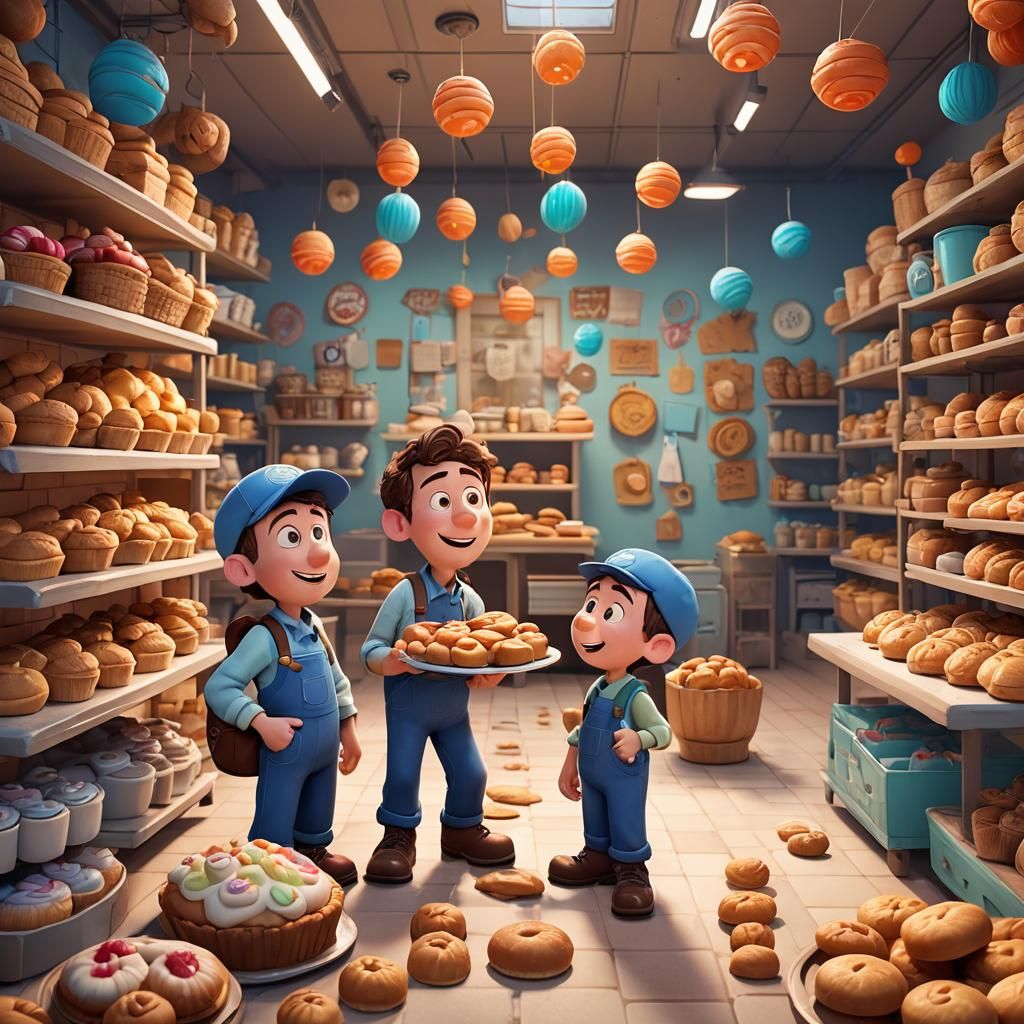 Max and Moritz at the Bakery: 3D Digital Art