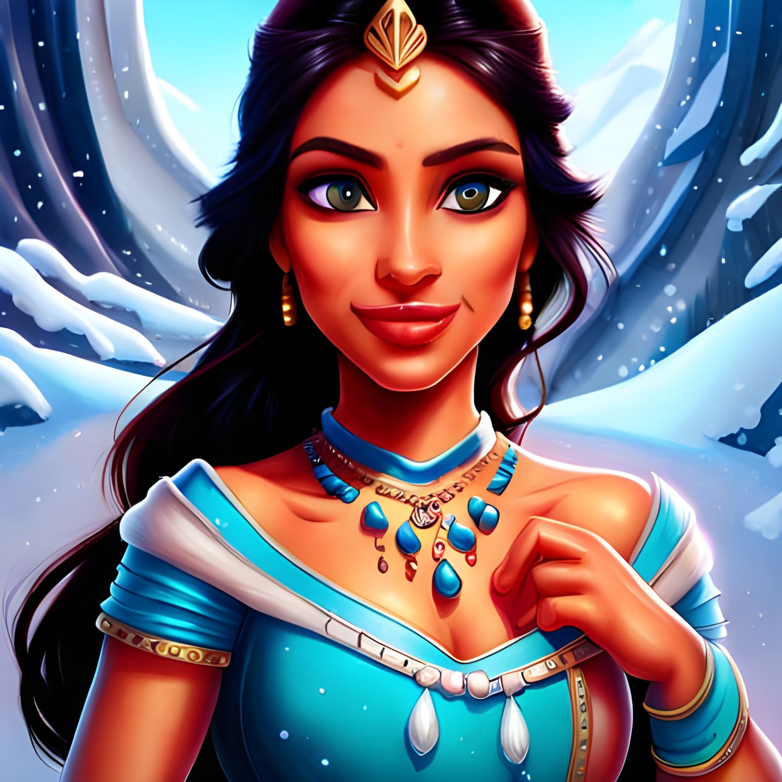 Princess Jasmine Portrait in Winter Snow
