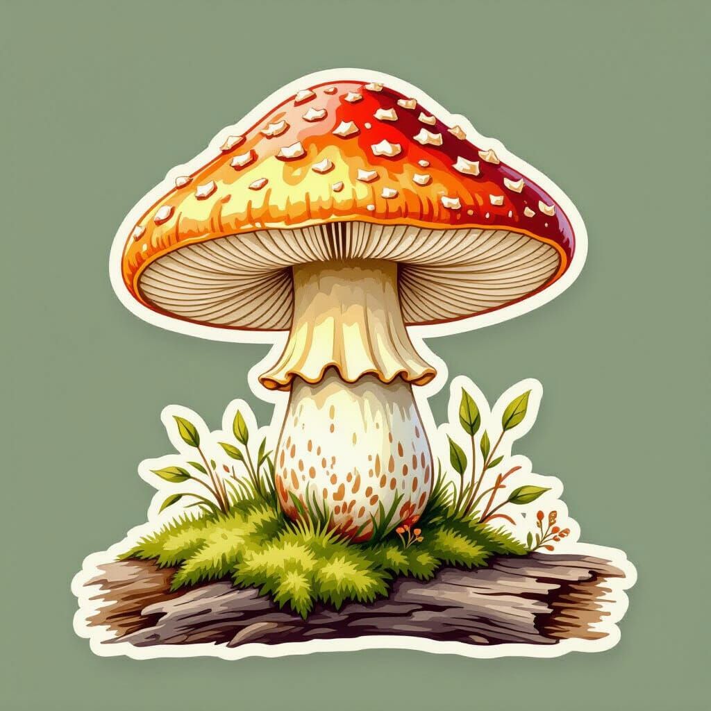 Charming Cottagecore Mushroom Art with Watercolor Textures
