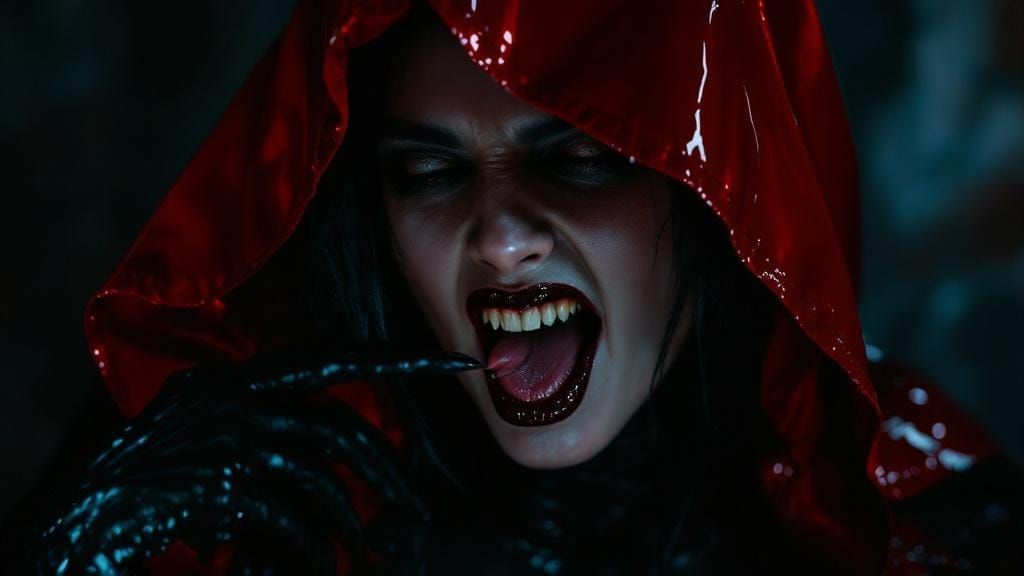 Vampire Woman in Noir Horror Style