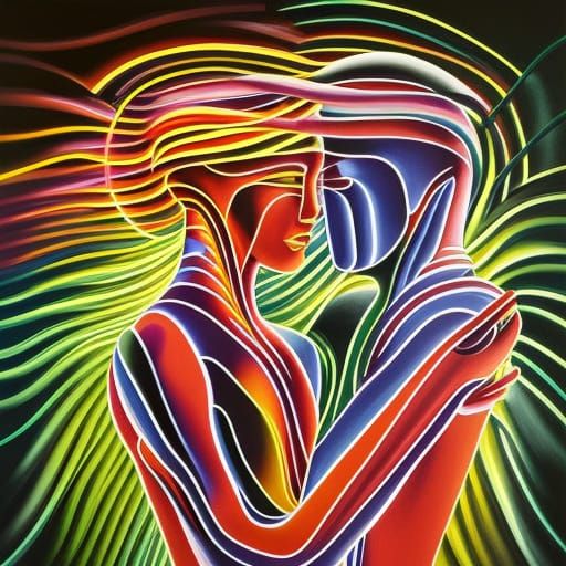 Lovers Embrace: Wixarika Drawing with Neon Lightning