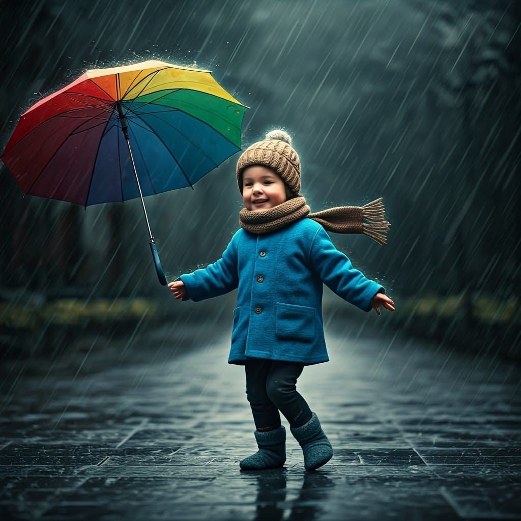 Boy Dancing in Rain: Digital Matte Painting
