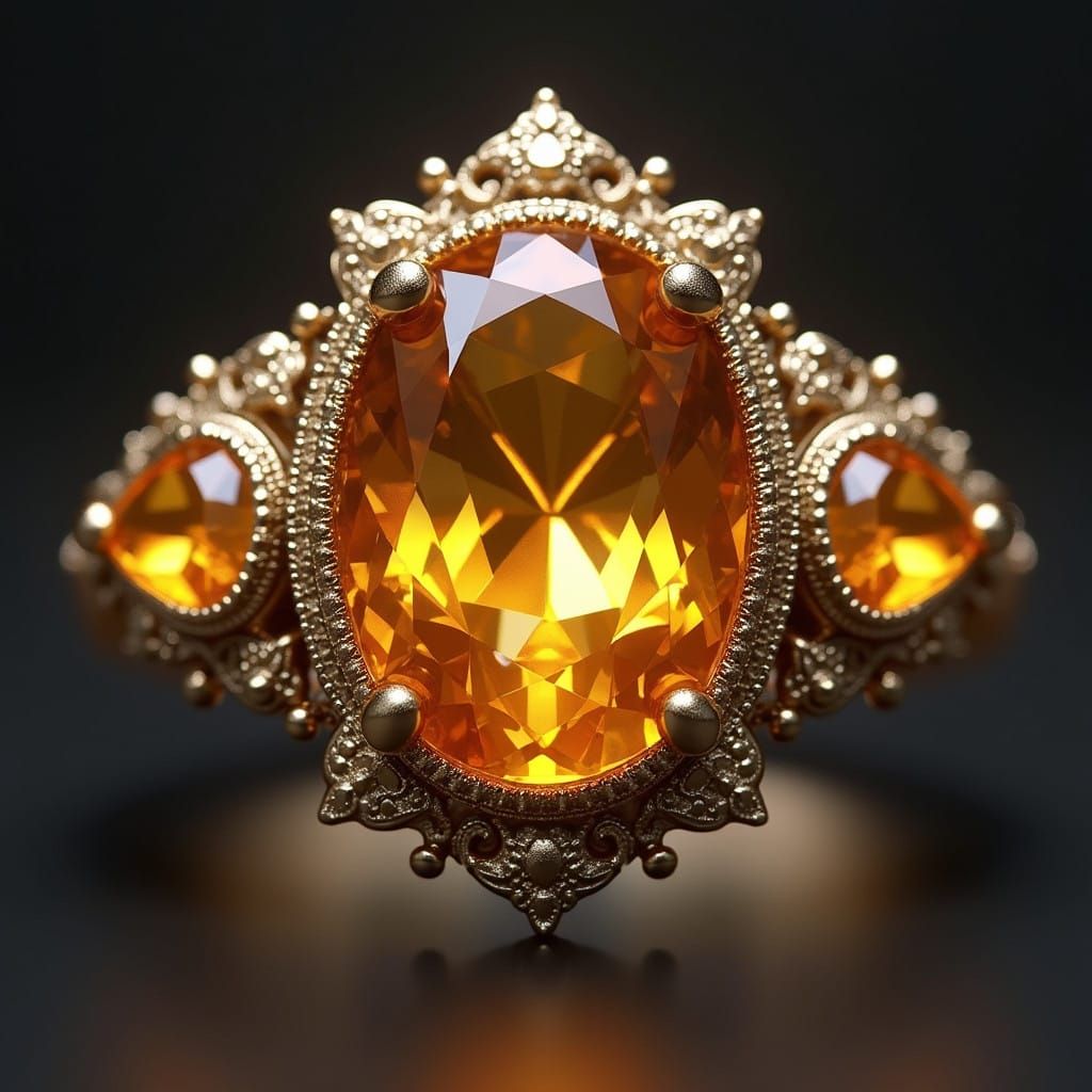 Edwardian Inspired Statement Ring with Citrine and Canaries