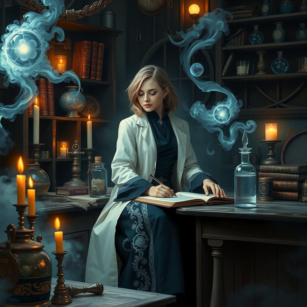 Mystical Laboratory Scene in Dark Fantasy Style