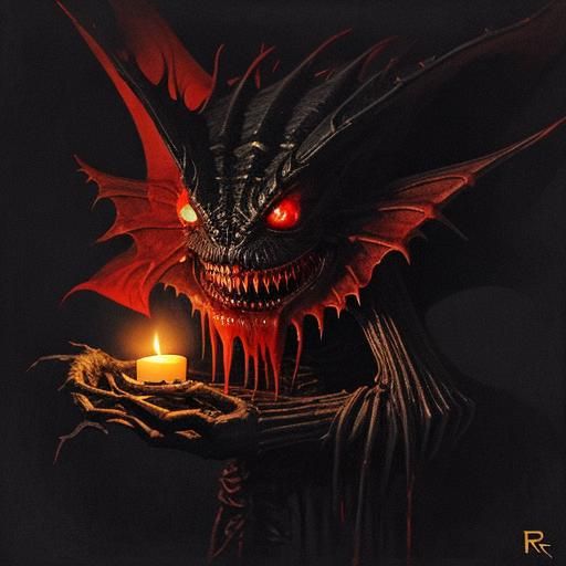 Dark Venus Flytrap Digesting Fly in Giger Style