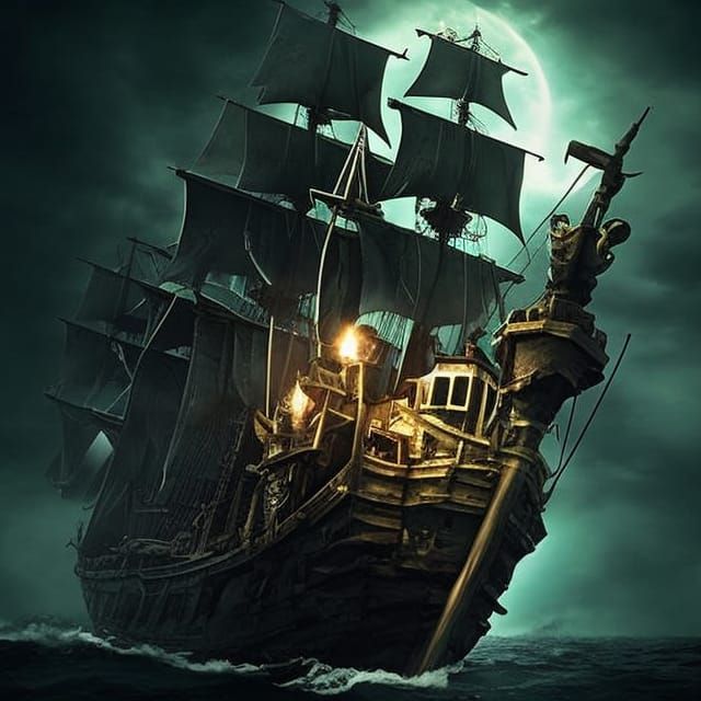 Zombie Pirate Ship on a Dark Sea