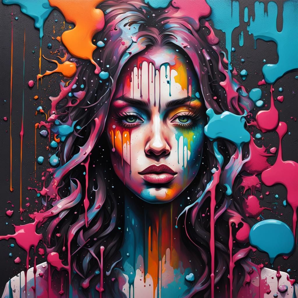 Colorful Graffiti Art with Melting Textures