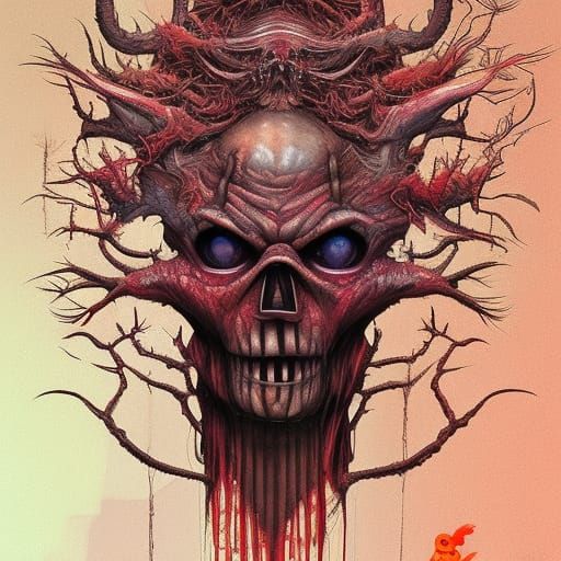 Fiery Dystopian Horror Scene in 3D Shading