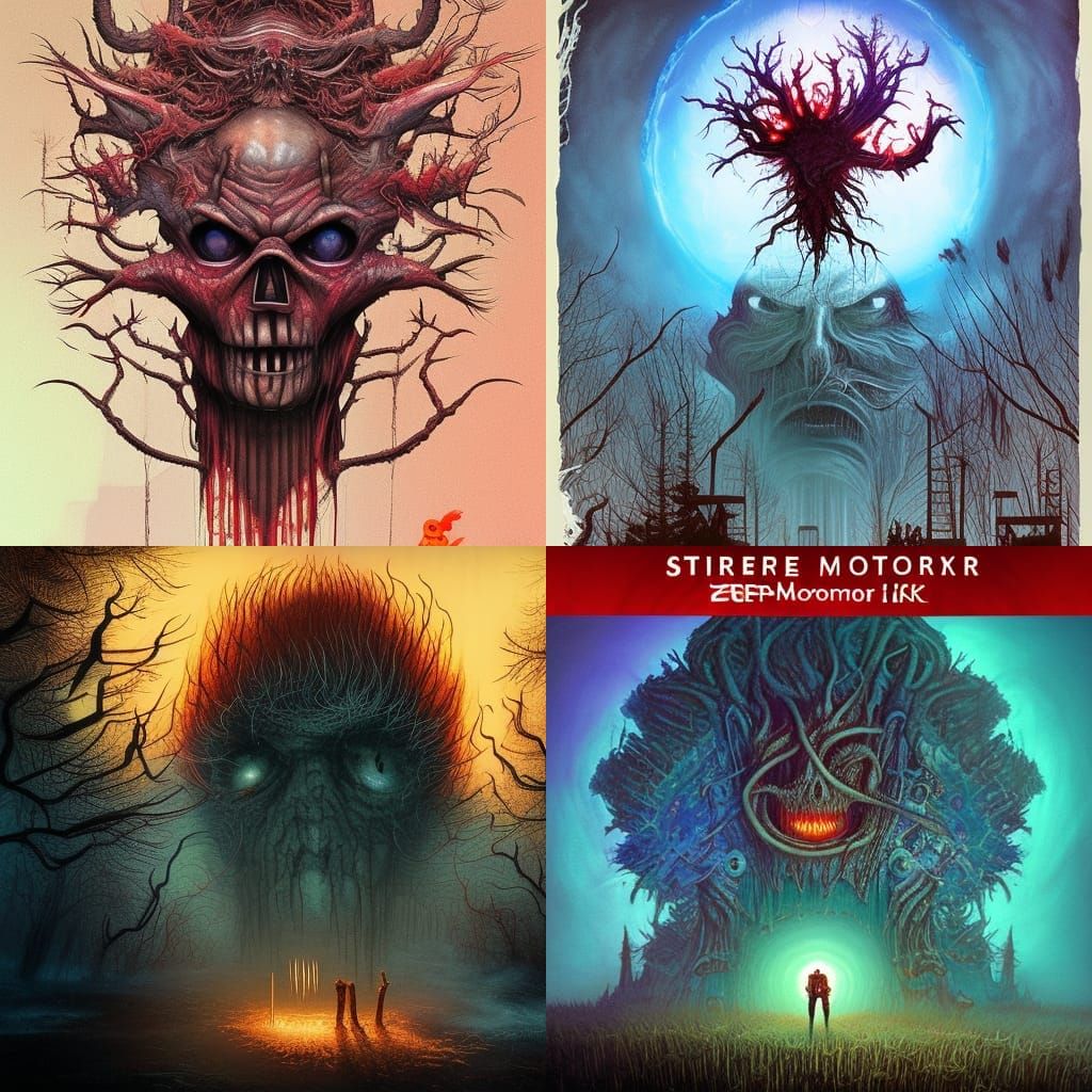 Dystopian Tree in Horror Style with Firey Details