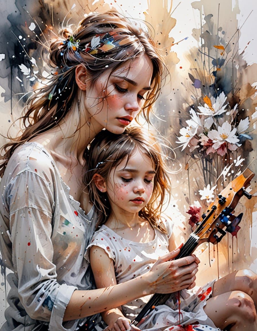 Motherly Love in Ethereal Watercolour