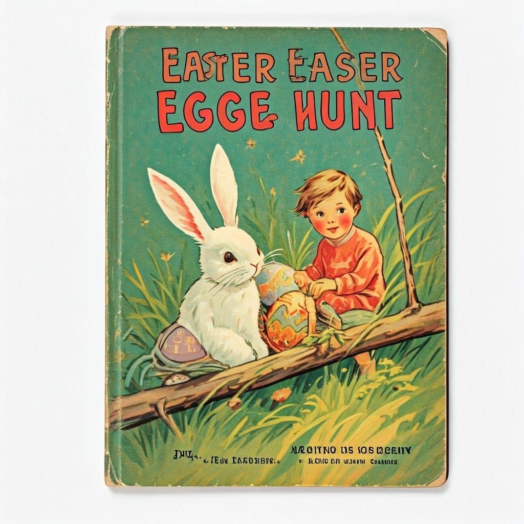 Vintage Children's Easter Egg Hunt Scene