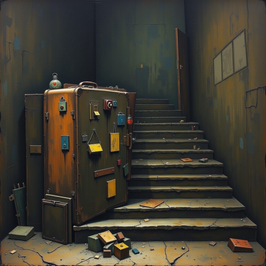 Mysterious Suitcase at Bottom of Stairwell