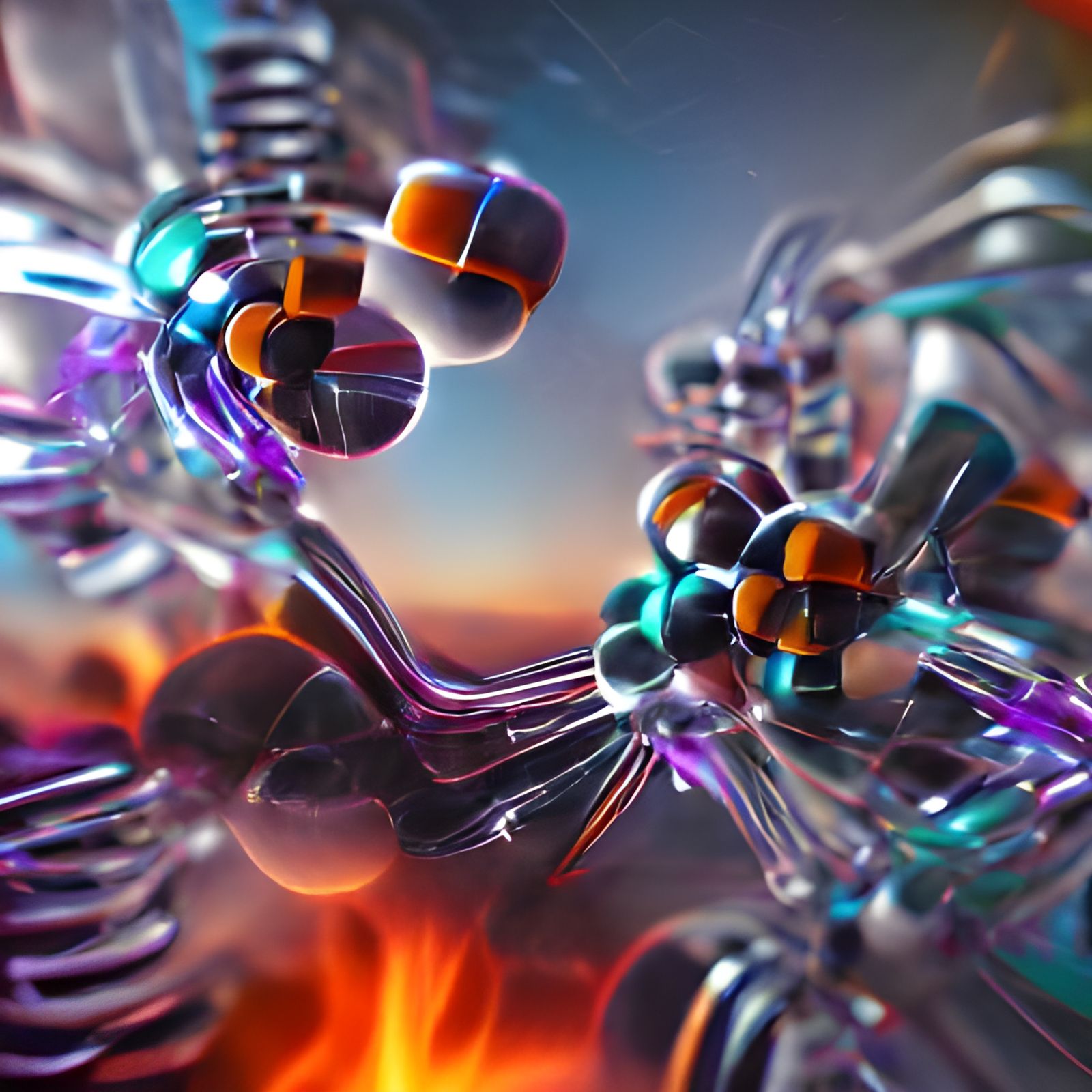 Abstract 3D Render of Interconnected Molecules