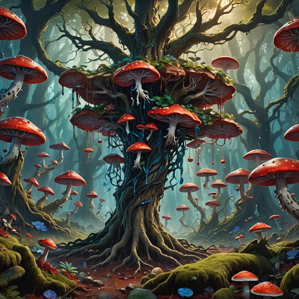 Surreal Dreamscape: Floating Raw Meat Salad