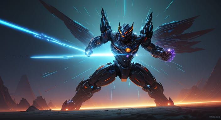 Cyberpunk Firefox Battles G-Shaped Robot in Electrifying Sho...