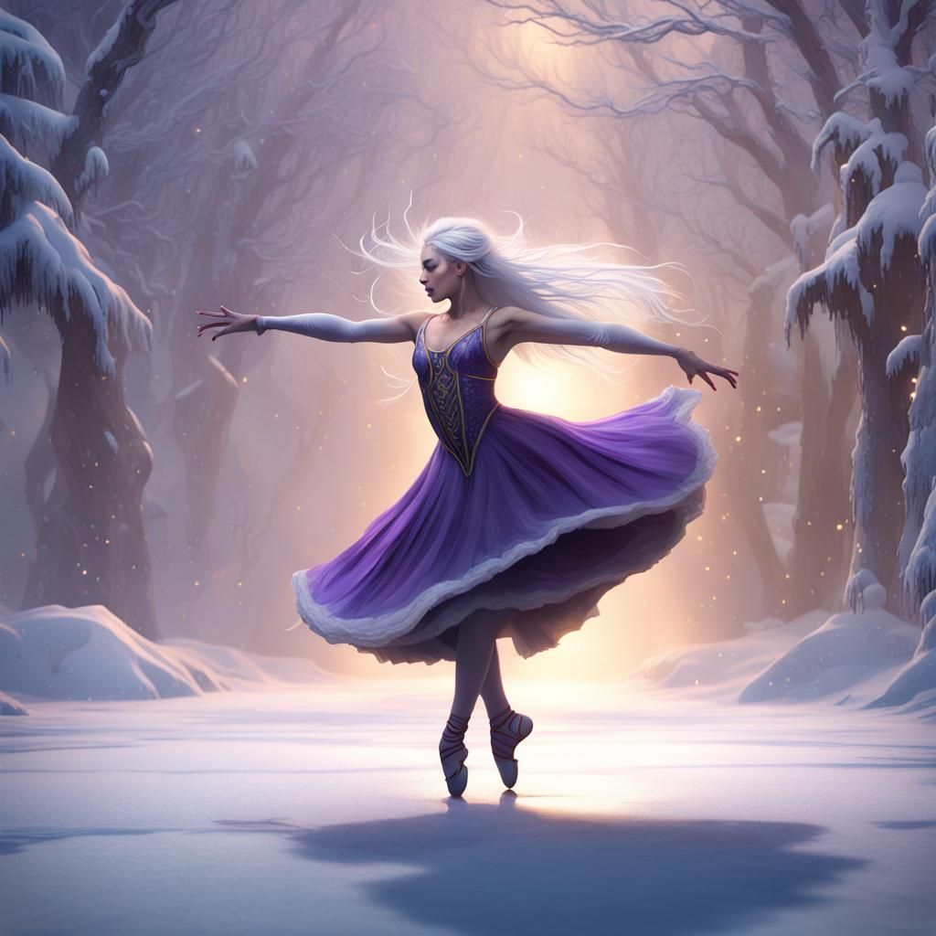 Blind Ballerina Dances in Winter Wonderland: Dark Fantasy Ar...
