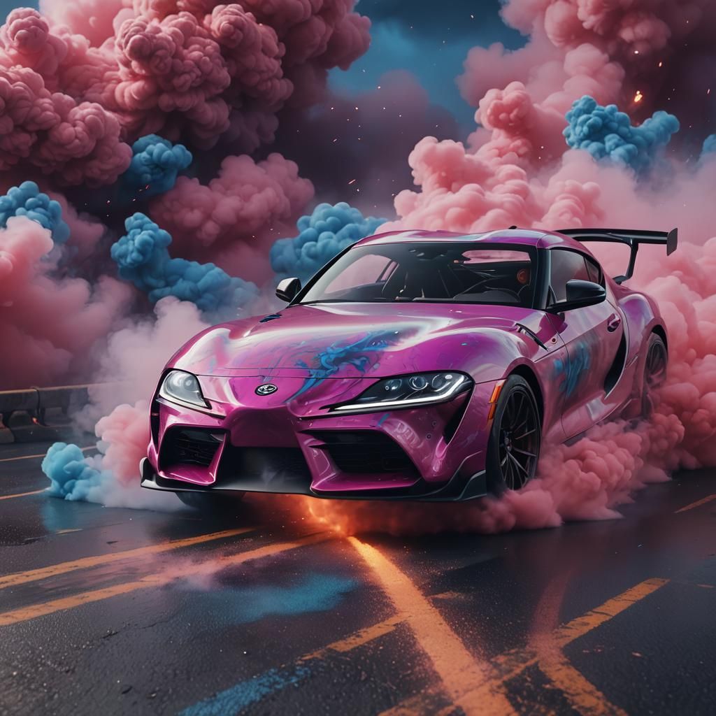 Pink Supra in Blue Smoke: Fantasy Matte Painting