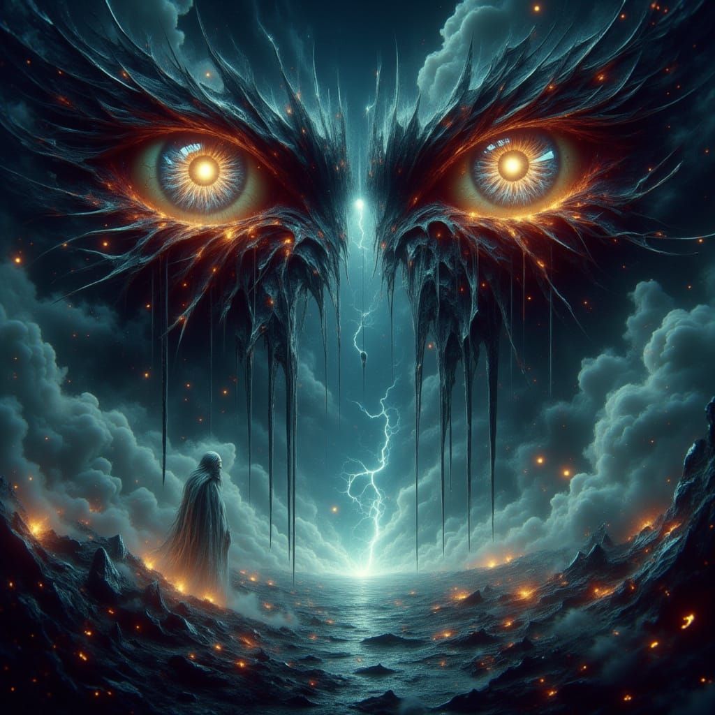 Terrifying Ichor Eyes in Surreal Landscape