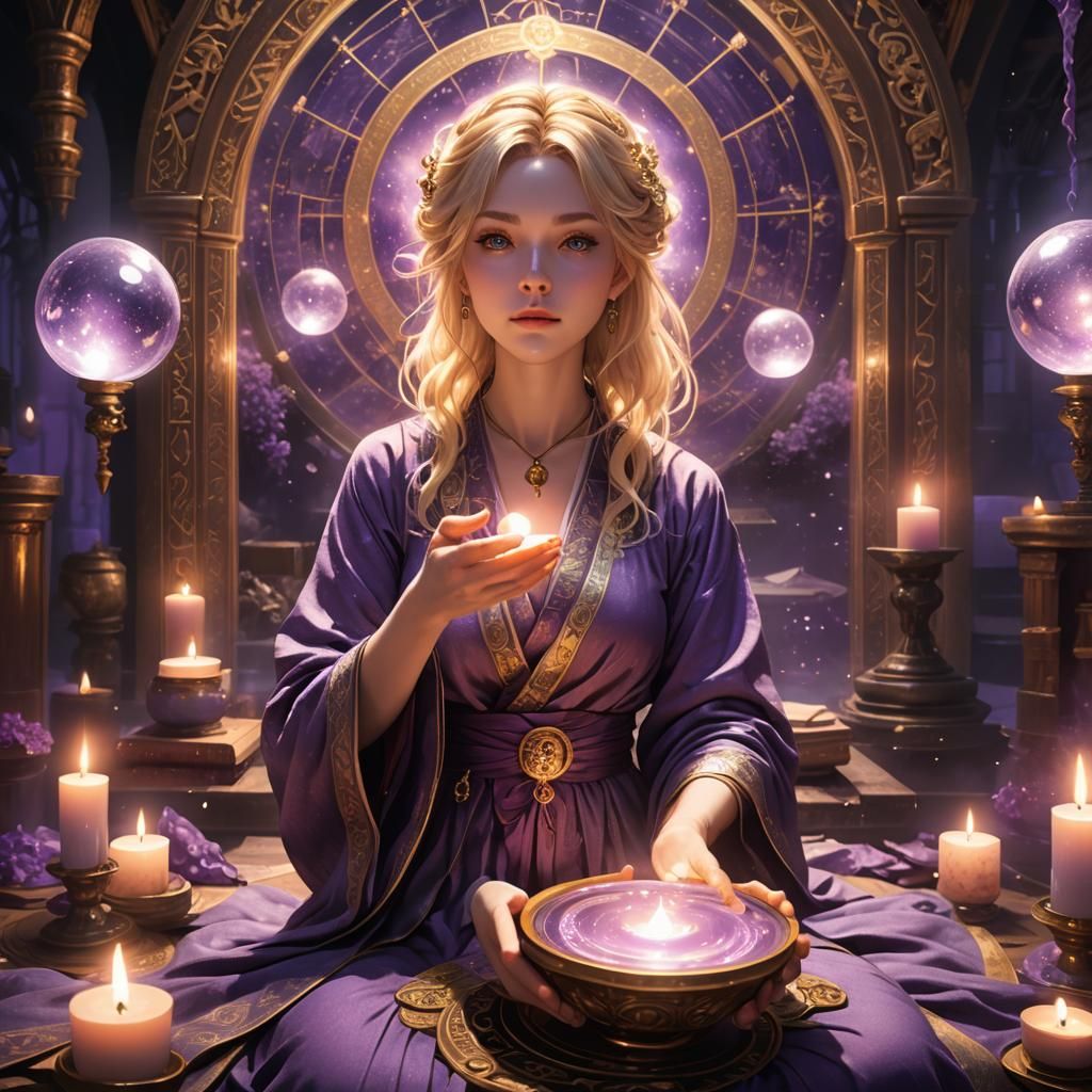 Mystical Fortune Teller in Anime Style, Crystal Ball