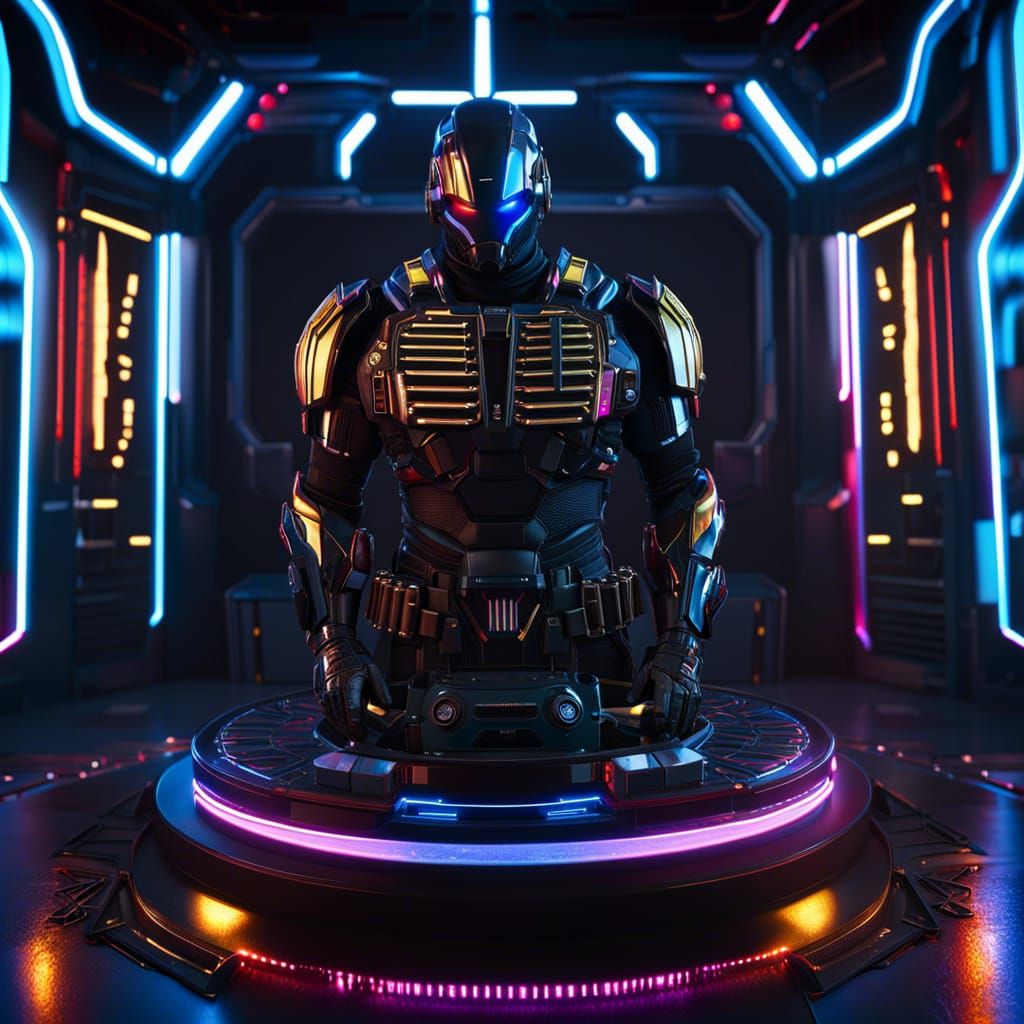 Cyberpunk Armor 3D Model Render in Unreal Engine